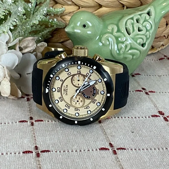 Invicta Speedway 18k Gold Plated Men’s Wristwatch Model 20306 50mm - Picture 1 of 8